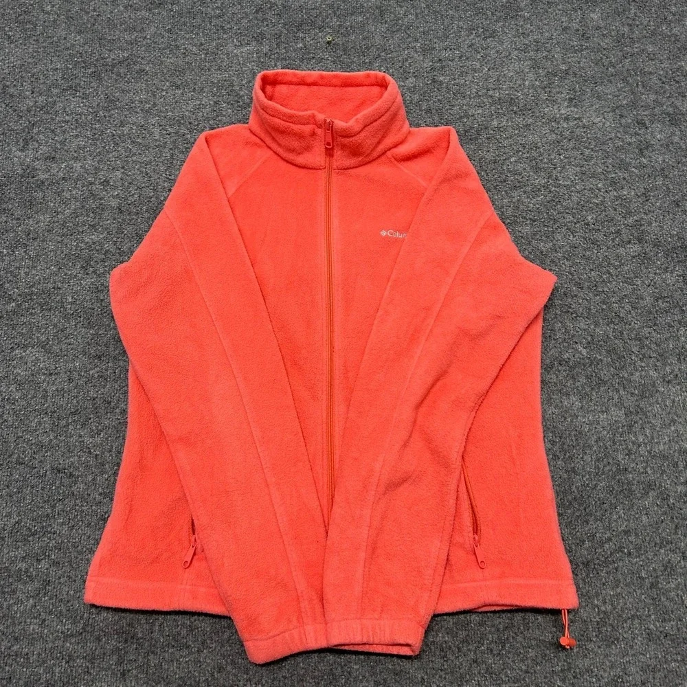 Columbia Fleece Jacket Womens XL Coral Pink Full Zip Mock Neck Outdoor 80033